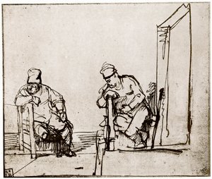 Dva muži sedící u dveří, 1913. od Rembrandt van Rijn