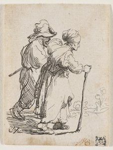 Dva tuláci, muž a žena od Rembrandt van Rijn