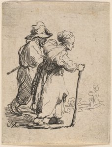 Dva tuláci, muž a žena od Rembrandt van Rijn