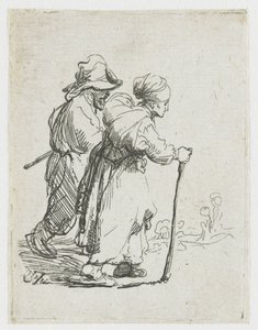 Dva tuláci, muž a žena od Rembrandt van Rijn