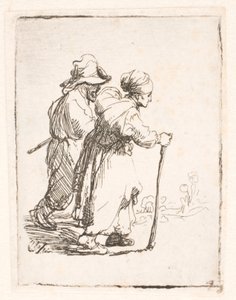 Dva trampové, muž a žena od Rembrandt van Rijn