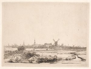 Pohled směrem na Amsterdam od Rembrandt van Rijn