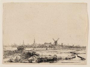 Pohled na Amsterdam z Kadijku od Rembrandt van Rijn