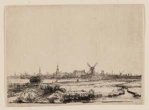 Pohled na Amsterdam z Kadijku od Rembrandt van Rijn