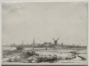 Pohled na Amsterdam ze severozápadu od Rembrandt van Rijn