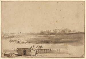Pohled na Houtewael poblíž Sint Anthoniespoort [recto] od Rembrandt van Rijn