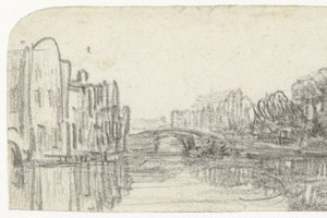 Pohled na Nieuwezijds Voorburgwal od Rembrandt van Rijn