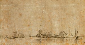 Pohled na Amstel u Omval, vlevo Ringvaart z Diermermeer od Rembrandt van Rijn