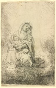 Panna s dítětem v oblacích od Rembrandt van Rijn