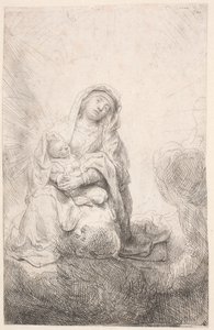 Panna s dítětem v oblacích od Rembrandt van Rijn
