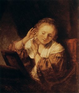 Mladá žena s náušnicemi, 1657 od Rembrandt van Rijn