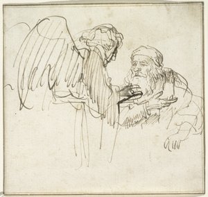 Zachariáš a anděl, kolem 1635 od Rembrandt van Rijn