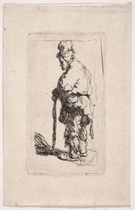 Žebrák opírající se o hůl, otočený doleva od Rembrandt van Rijn