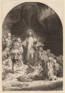 Kristus káže a uzdravuje (fragment z tisku sta guldenů) od Rembrandt van Rijn and William Baillie