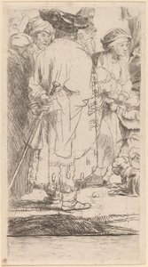 Muž s holí (fragment z tisku sta guldenů) od Rembrandt van Rijn and William Baillie