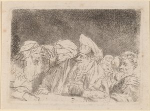 Farizeové debatují (fragment ze sto guldenů) od Rembrandt van Rijn and William Baillie