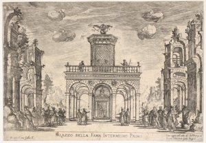 První mezihra: Palác slávy Mezilehlá šestá: Palác slávy, ze série S ..., 1608. od Remigio Cantagallina