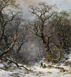 Lovci v lese v zimě od Remigius Adrianus Haanen