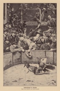 Kohoutí zápasy ve Flandrech (litografie) od Remy Cogghe