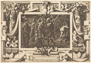Medea se nalodí s Jasonem od René Boyvin after Leonard Thiry