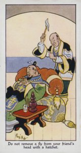Neodstraňujte mouchu z hlavy svého přítele sekerkou (barva litho) od René Bull
