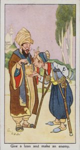 Východní přísloví: Půjčte si a vytvořte si nepřítele (barva litho) od René Bull