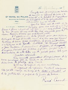 Dopis z „Kompletní dokumentace setkání Bar du Chateau“ od René Crevel