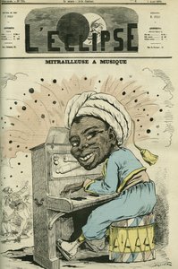 Kulomet s hudbou, kreslený film Julese Renarda Dranera (1833-1926), specialisty na vojenský život všech národností. Obálka “”L