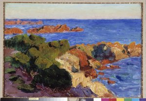 Červené skály v malbě Agay od Rene Seyssaud (1867-1952) 1901 S pozdravem nadace de Provence, Marseille