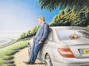 Korunovace, 2013, kolorovaná kresba tužkou na papíře od Rene Boin