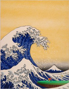 HOKUSAI-Golf, 2021, Barevná kresba tužkou na papíře od Rene Boin