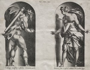 Cephalus a Procris ve dvou výklencích od Rene Boyvin
