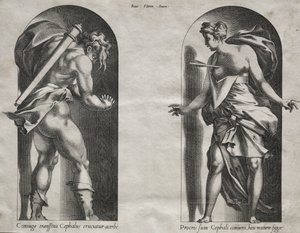Cephalus a Procris ve dvou výklencích, 1538-1540. od Rene Boyvin