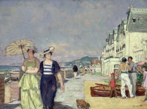Elegantní ženy na nábřeží v Cabourg, kolem roku 1929 (olej na plátně)