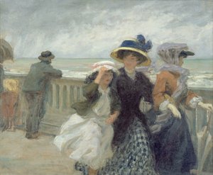 Gale on the Seafront (olej na plátně) od René François Xavier Prinet