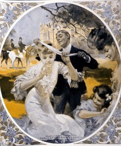 Zahradní hry: příprava hry o štikozubce, počátek století. Ilustrace Rene Lelong (1871-1933) od Rene Lelong