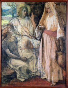 Kristus v domě Marty a Marie, 1924 (pastel na papíře) od Rene Marie Castaing
