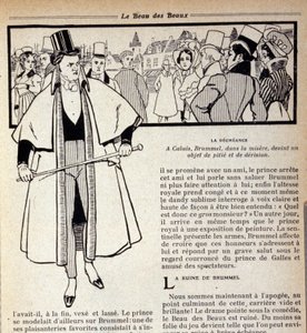 Zastoupení George Bryana Brummela (1778 - 1840), krále Dandies, který je v exilu v Calais. Ilustrace René Vincent. 19. století od Rene Vincent