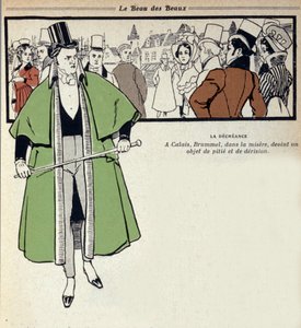 Zastoupení George Bryana Brummela, známého jako Beau Brummel (1778 - 1840), krále Dandyů: ten je v exilu v Calais. Ilustrace René Vincent (1879-1936). 19. století od Rene Vincent