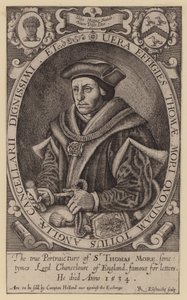 Sir Thomas More , anglický právník, státník, filozof a humanista (rytina) od Renold (after) Elstrack