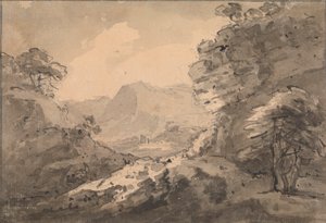 Hornatá krajina s Rocky Crag vpravo od Rev. William Gilpin