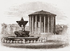 Vestin chrám, Forum Romanum, Řím, Itálie, konec 19. století. Z knihy Italian Pictures by Rev. Samuel Manning, vydané kolem roku 1890. od Reverend Samuel Manning