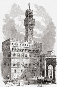 Palazzo Vecchio, Florencie, Toskánsko, Itálie, konec 19. století. Z knihy Italian Pictures by Rev. Samuel Manning, vydané kolem roku 1890. od Reverend Samuel Manning