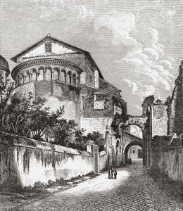 Kostel Santi Giovanni e Paolo, Celian Hill, Řím, Itálie, konec 19. století. Z knihy Italian Pictures by Rev. Samuel Manning, vydané kolem roku 1890. od Reverend Samuel Manning