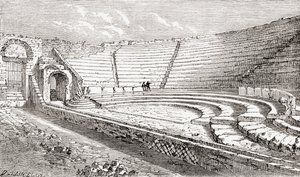 Malé divadlo, Pompeje, Neapol, Itálie Z knihy Italian Pictures od Rev. Samuela Manninga, vydané kolem roku 1890. od Reverend Samuel Manning