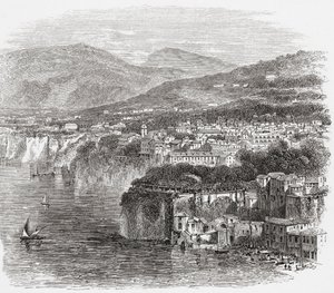 Pohled na Sorrento, Kampánie, jižní Itálie, na konci 19. století. Z knihy Italian Pictures by Rev. Samuel Manning, vydané kolem roku 1890. od Reverend Samuel Manning