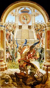 St Michael Slaying the Dragon (akvarel a zlato na papíře)