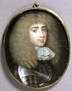 Portrétní miniatura Roberta Portera, cca 1660 (akvarel na pergamenu)