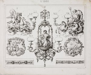 Plynové nebo olejové lustry, Paříž, Francie, c 1860 od John Pardon