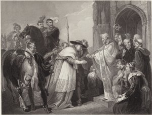 Kardinál Wolsey v Leicester Abbey (rytina)